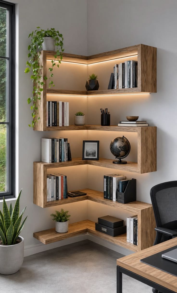 Teakwood corner open book cases